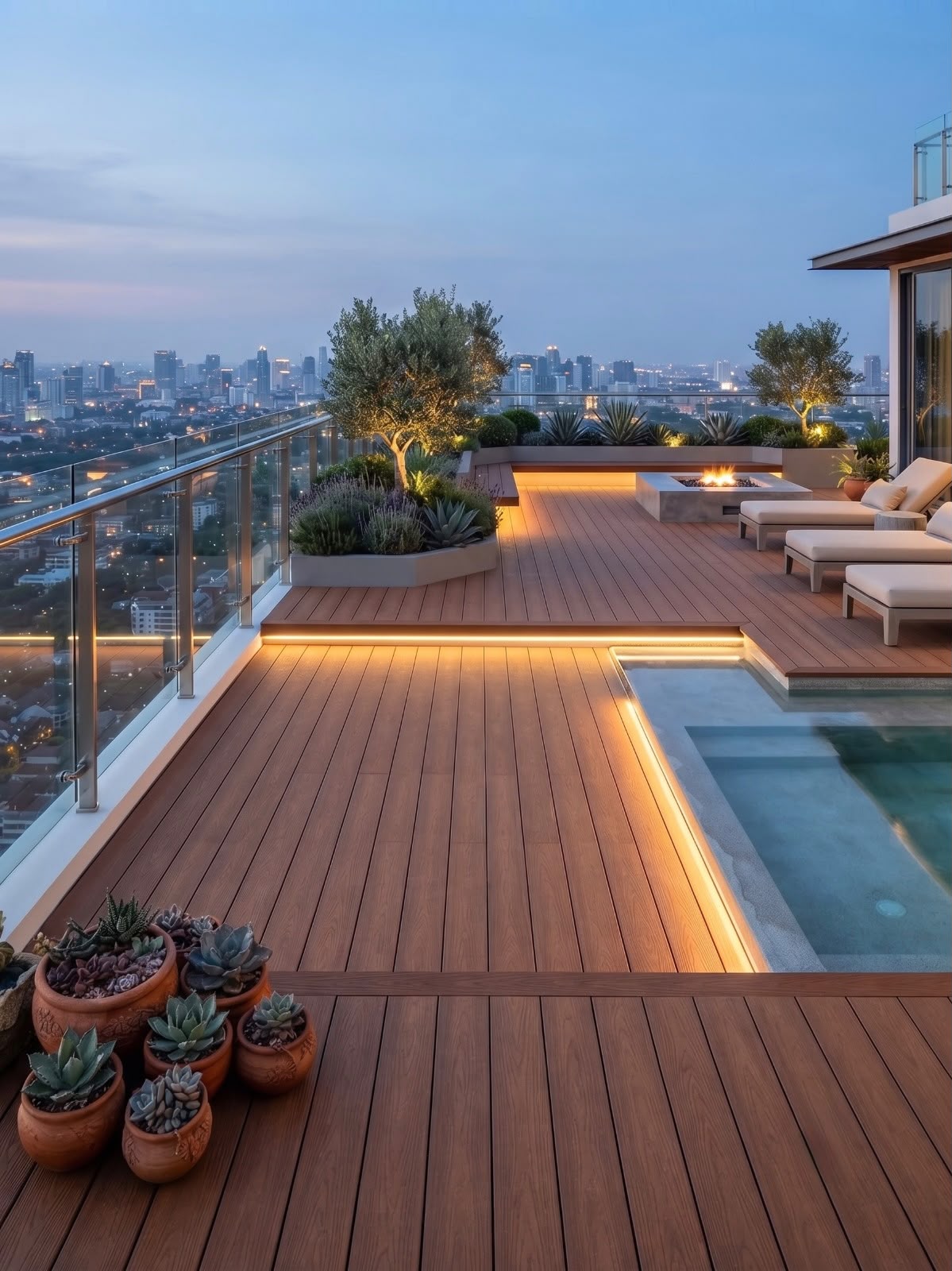 Anti-slip outdoor WPC decking installation